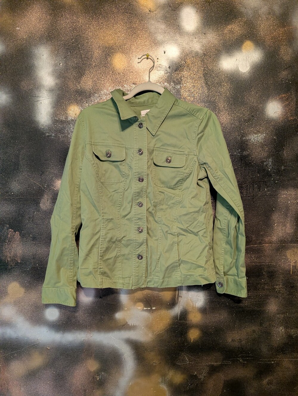 Christopher & Banks Olive Green Utility Button-Front Jacket